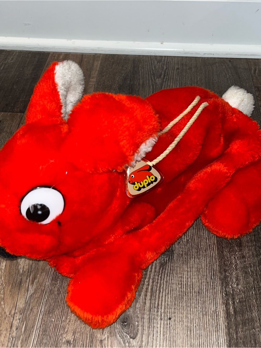Duplo LEGO Vintage Red Bunny Plush Zipper Carry Case 1984